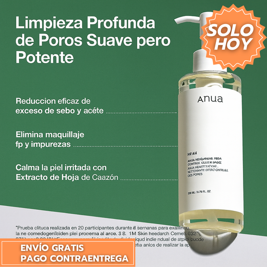 Anua Heartleaf – Limpiador Facial en Aceite con Control de Poros y Eliminación de Puntos Negros (200 ml)