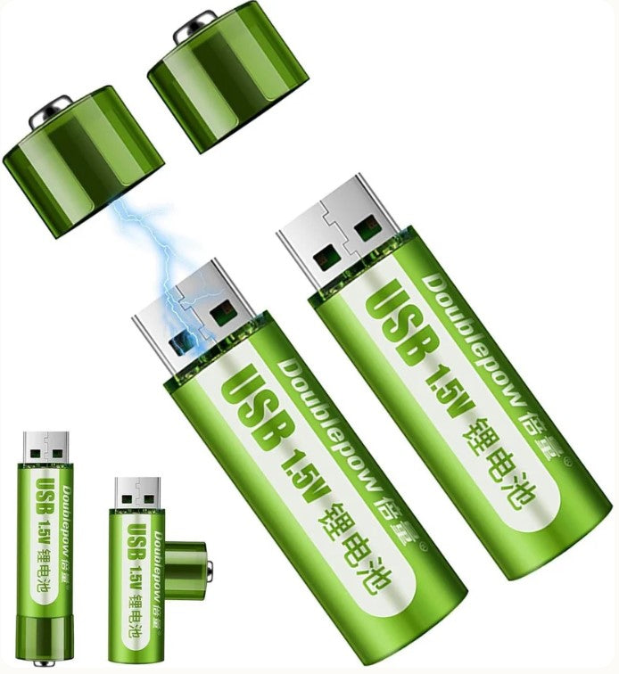 EcoCharge™: Pilas AA Recargables USB - Paga 1 par lleva 2