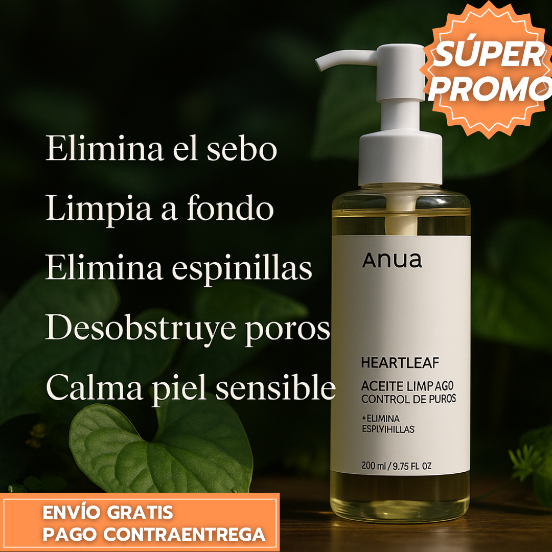 Anua Heartleaf – Limpiador Facial en Aceite con Control de Poros y Eliminación de Puntos Negros (200 ml)