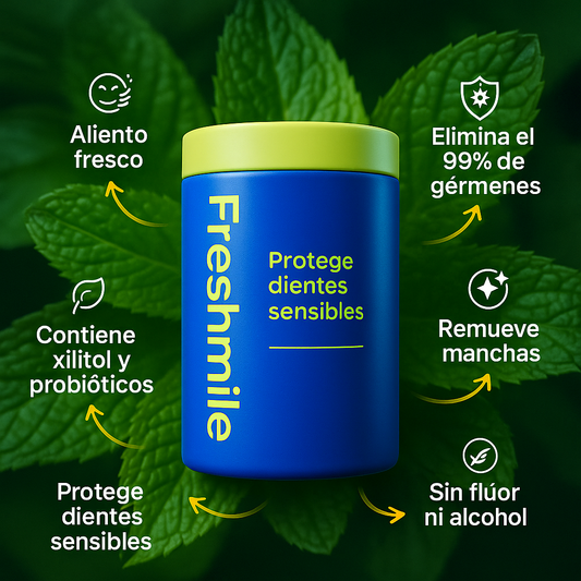 FreshSmile® – Tratamiento integral para el aliento, esmalte y blanqueamiento dental con xilitol y NHA (sin flúor, 60 unidades)