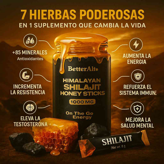 Sobres de Shilajit™ Miel  – Activa tu Poder Interior, Mejora tu Estado Físico y Mental con Cada Sobre