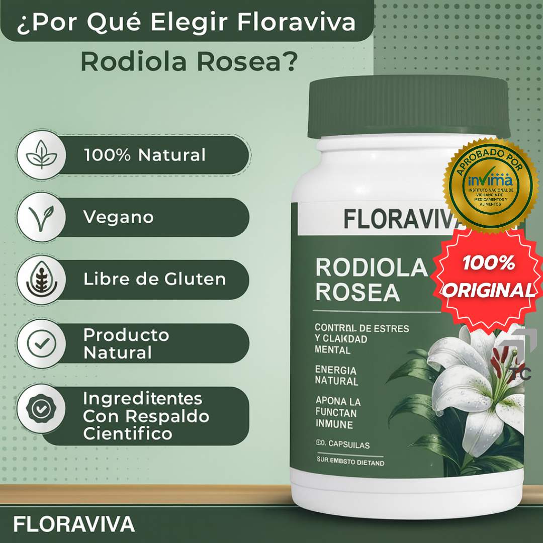 Rhodiola Rosea 1000 mg – Suplemento Antiestrés Natural | 60 Capsulas