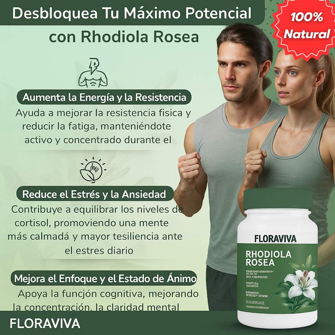 Rhodiola Rosea 1000 mg – Suplemento Antiestrés Natural | 60 Capsulas