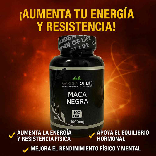 Maca Negra Garden On Life Importada 🇺🇸 - Activa tu Poder Interior, Mejora tu Estado Físico y Mental con Cada Capsula Natural